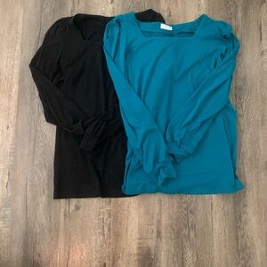 Two Women's Long Sleeve Tops with Square Neck tops